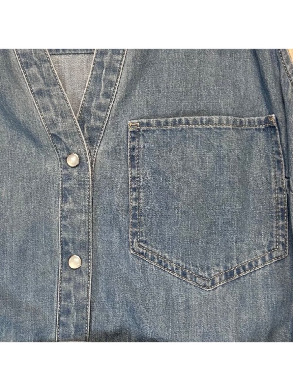 Veronica Beard Edwina 12 Belted Denim Pearl Snap Dress Preppy Western - Picture 8 of 11